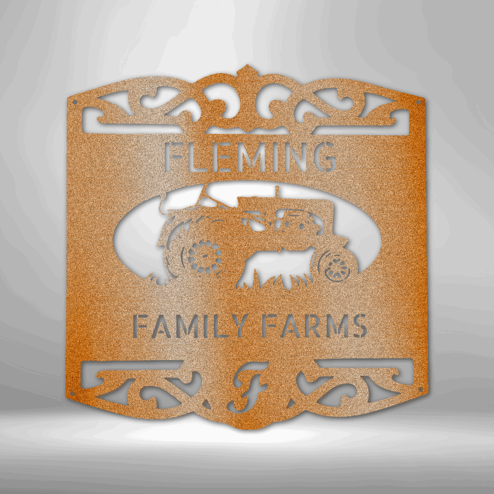 Classic Tractor Monogram Personalized - Steel Sign - Throttle Society